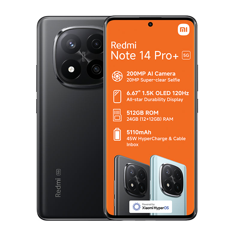 Xiaomi Redmi Note 14 Pro+ 5G 512GB – Black Front View