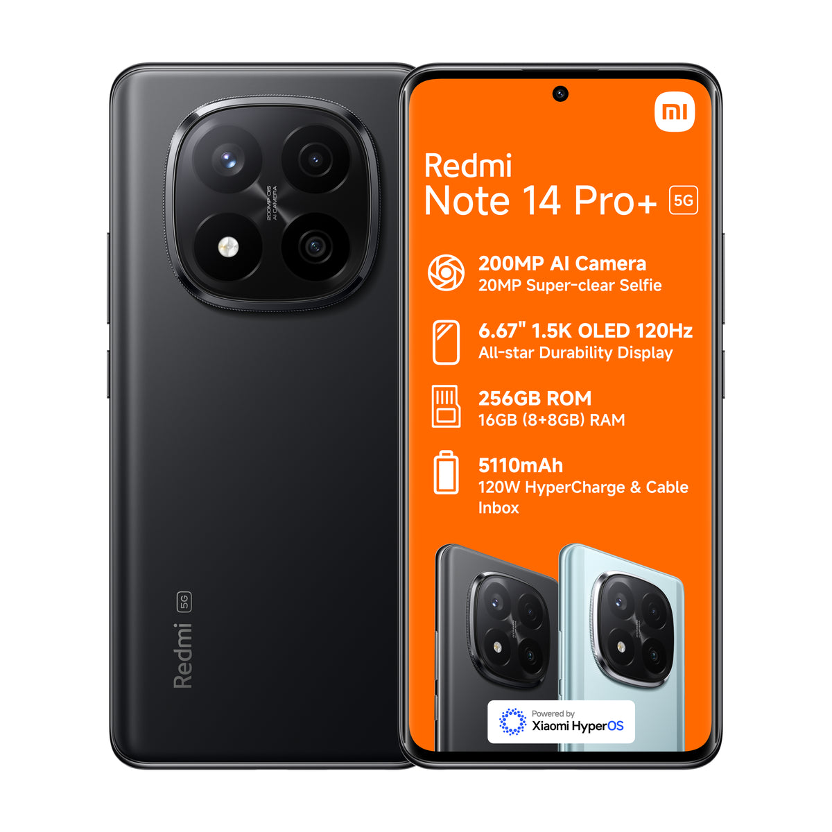 Xiaomi Redmi Note 14 Pro+ 5G 256GB – Black Front View