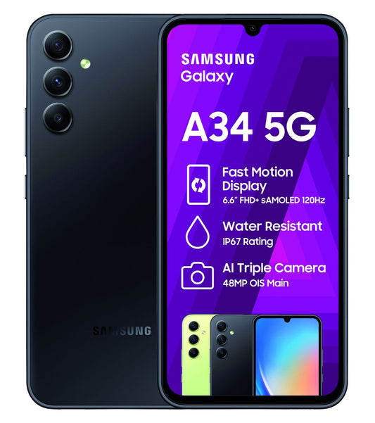 Samsung Galaxy A34 5G 128GB black front view