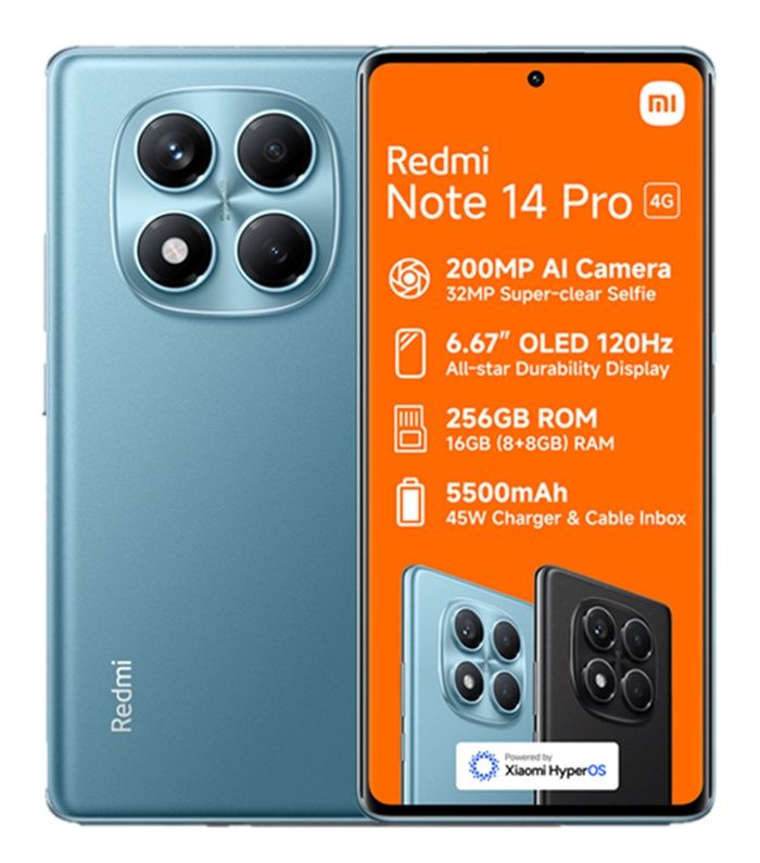Xiaomi Redmi Note 14 Pro 5G 256GB (8GB RAM) – Blue Front View