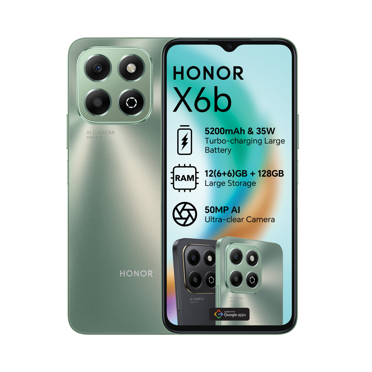 Honor X6b LTE 128GB Light Green – Front View